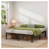JETO Metal Bed Frame King Size with Storage, Heavy Duty Mattress Base, Black, 14 Inch
