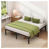 JETO Metal Bed Frame King Size with Storage, Heavy Duty Mattress Base, Black, 14 Inch