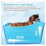YUEPET Foldable Dog Bath Tub, Extra Large 49 Gal Portable Bath for Large Dogs, Drain Plug, Blue