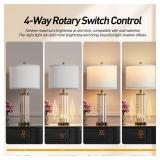 QiMH Gold Table Lamps (2) with Nightlight, 2 USB A+C, Clear Nightstand Lamps, White Shade