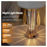 QiMH Gold Table Lamps (2) with Nightlight, 2 USB A+C, Clear Nightstand Lamps, White Shade