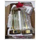 QiMH Gold Table Lamps (2) with Nightlight, 2 USB A+C, Clear Nightstand Lamps, White Shade