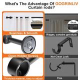 Heavy-Duty Curtain Rods 45-90 Inches, Adjustable - 1  Brackets, Black