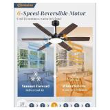 Fanbulous 52-Inch Ceiling Fan with Lights, Reversible Blades, Quiet DC Motor, Remote, 6-Speed