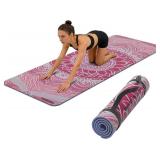 Printed Yoga Mat 72" x 24", 6mm Thick, Non-Slip with Strap for Yoga Pilates Workout (Blue Lotus)