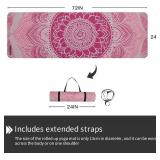 Printed Yoga Mat 72" x 24", 6mm Thick, Non-Slip with Strap for Yoga Pilates Workout (Blue Lotus)