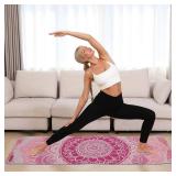 Printed Yoga Mat 72" x 24", 6mm Thick, Non-Slip with Strap for Yoga Pilates Workout (Blue Lotus)