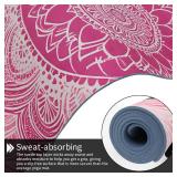 Printed Yoga Mat 72" x 24", 6mm Thick, Non-Slip with Strap for Yoga Pilates Workout (Blue Lotus)