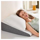 Sweetcrispy 7.5-Inch Wedge Pillow for Sleep Apnea, Neck Pain, Post Surgery, White & Grey