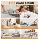 Sweetcrispy 7.5-Inch Wedge Pillow for Sleep Apnea, Neck Pain, Post Surgery, White & Grey