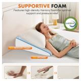 Sweetcrispy 7.5-Inch Wedge Pillow for Sleep Apnea, Neck Pain, Post Surgery, White & Grey