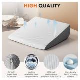 Sweetcrispy 7.5-Inch Wedge Pillow for Sleep Apnea, Neck Pain, Post Surgery, White & Grey