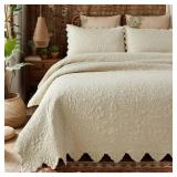 $180 Brandream Quilts Queen/King Cotton Coverlet Scalloped Edge Bedspread 98x106