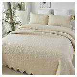 $180 Brandream Quilts Queen/King Cotton Coverlet Scalloped Edge Bedspread 98x106