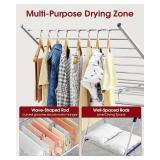 Sakugi Height-Adjustable Wings Clothes Drying Rack, Metal Foldable Laundry Dryer, Silver-Blue