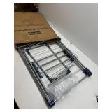 Sakugi Height-Adjustable Wings Clothes Drying Rack, Metal Foldable Laundry Dryer, Silver-Blue