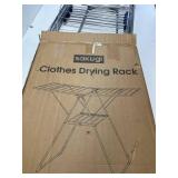 Sakugi Height-Adjustable Wings Clothes Drying Rack, Metal Foldable Laundry Dryer, Silver-Blue