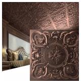 Art3dwallpanels 12 Pack 24x24 PVC 3D Wall Panels, Vintage Flower, Fire Rated, Antique Copper