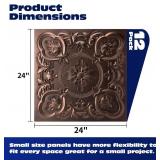 Art3dwallpanels 12 Pack 24x24 PVC 3D Wall Panels, Vintage Flower, Fire Rated, Antique Copper