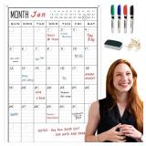 24x36 Inch Dry Erase Wall Calendar, Laminated 30-Day Schedule Planner for Family, Office