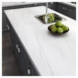 Decotalk Large Peel-and-Stick Countertop Contact Paper 30x120 in White Marble, Self-Adhesive