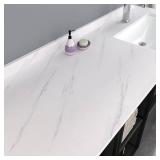 Decotalk Large Peel-and-Stick Countertop Contact Paper 30x120 in White Marble, Self-Adhesive