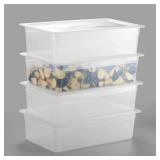 CURTA 4-Pack 6" Deep Food Pan with Handle Lid, NSF Polypropylene, Stackable Freezer-Safe
