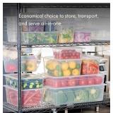 CURTA 4-Pack 6" Deep Food Pan with Handle Lid, NSF Polypropylene, Stackable Freezer-Safe