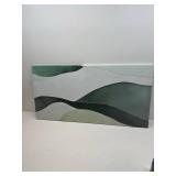 Suconvng Abstract Canvas Art - Green & White Irregular Shapes, Minimalist Wall Decor 20x40