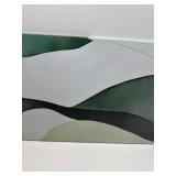 Suconvng Abstract Canvas Art - Green & White Irregular Shapes, Minimalist Wall Decor 20x40