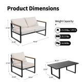 $408 Garvee 4-Piece Outdoor Metal Conversation Set with Loveseat, 2 Chairs & Coffee Table