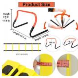 Soccer Training Equipment Set with 4 Adjustable Hurdles, 9.8 ft, 6-Rung Agility Speed Ladder