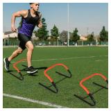 Soccer Training Equipment Set with 4 Adjustable Hurdles, 9.8 ft, 6-Rung Agility Speed Ladder