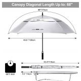 G4Free Extra Large Golf Umbrella 62/68in Square Vented Windproof Auto Open Double-Canopy