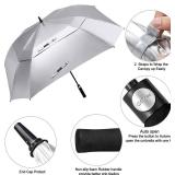 G4Free Extra Large Golf Umbrella 62/68in Square Vented Windproof Auto Open Double-Canopy