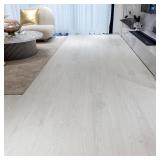White Peel & Stick Vinyl Flooring - Waterproof Wood Grain, 2.0mm, 36 Packs, 54 Sq Ft (White Oak)