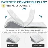 Shinnwa Knee Wedge Pillow, Convertible Knee Pillow with Dual-Layer Memory Foam for Leg Elevation