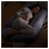 Momcozy U-Shaped Pregnancy Pillow with Removable Cover, 57-Inch Full Body Maternity Pillow, Grey