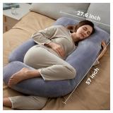 Momcozy U-Shaped Pregnancy Pillow with Removable Cover, 57-Inch Full Body Maternity Pillow, Grey