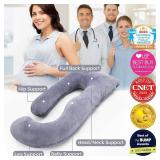 Momcozy U-Shaped Pregnancy Pillow with Removable Cover, 57-Inch Full Body Maternity Pillow, Grey