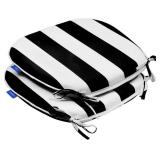 SleepMan Chair Cushions 17x16 with Ties, Set of 2, Water-Resistant U-Shape Pads, Black Stripe