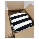 SleepMan Chair Cushions 17x16 with Ties, Set of 2, Water-Resistant U-Shape Pads, Black Stripe