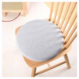 2 Pack Round Memory Foam Chair Pad 12/14/16/18, Detachable, Non-Slip, Light Grey 14x14x1.4in
