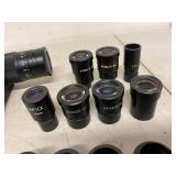 Microscope Parts Lot - Zoom Objective Body 2.5-4.5 & Assorted WF Lenses