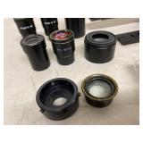 Microscope Parts Lot - Zoom Objective Body 2.5-4.5 & Assorted WF Lenses