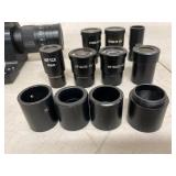 Microscope Parts Lot - Zoom Objective Body 2.5-4.5 & Assorted WF Lenses