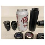 Microscope Parts Lot - Zoom Objective Body 2.5-4.5 & Assorted WF Lenses