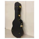 Unbranded Hard Shell Guitar Case Black Green Plush Interior 40in