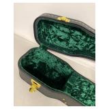 Unbranded Hard Shell Guitar Case Black Green Plush Interior 40in