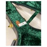 Unbranded Hard Shell Guitar Case Black Green Plush Interior 40in